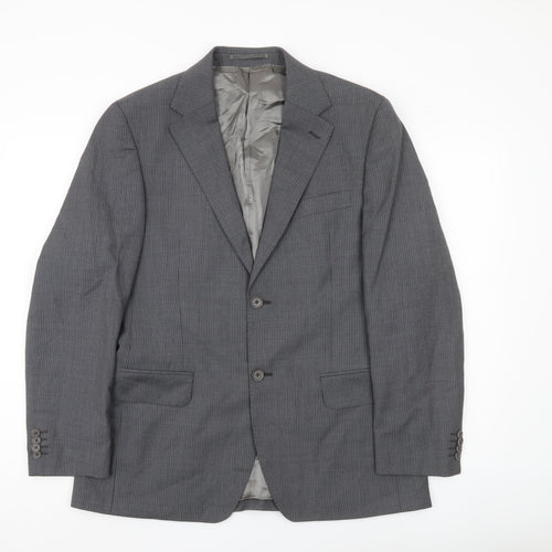 Rochas Paris Men's Grey Wool Pinstripe Blazer Jacket Size 48