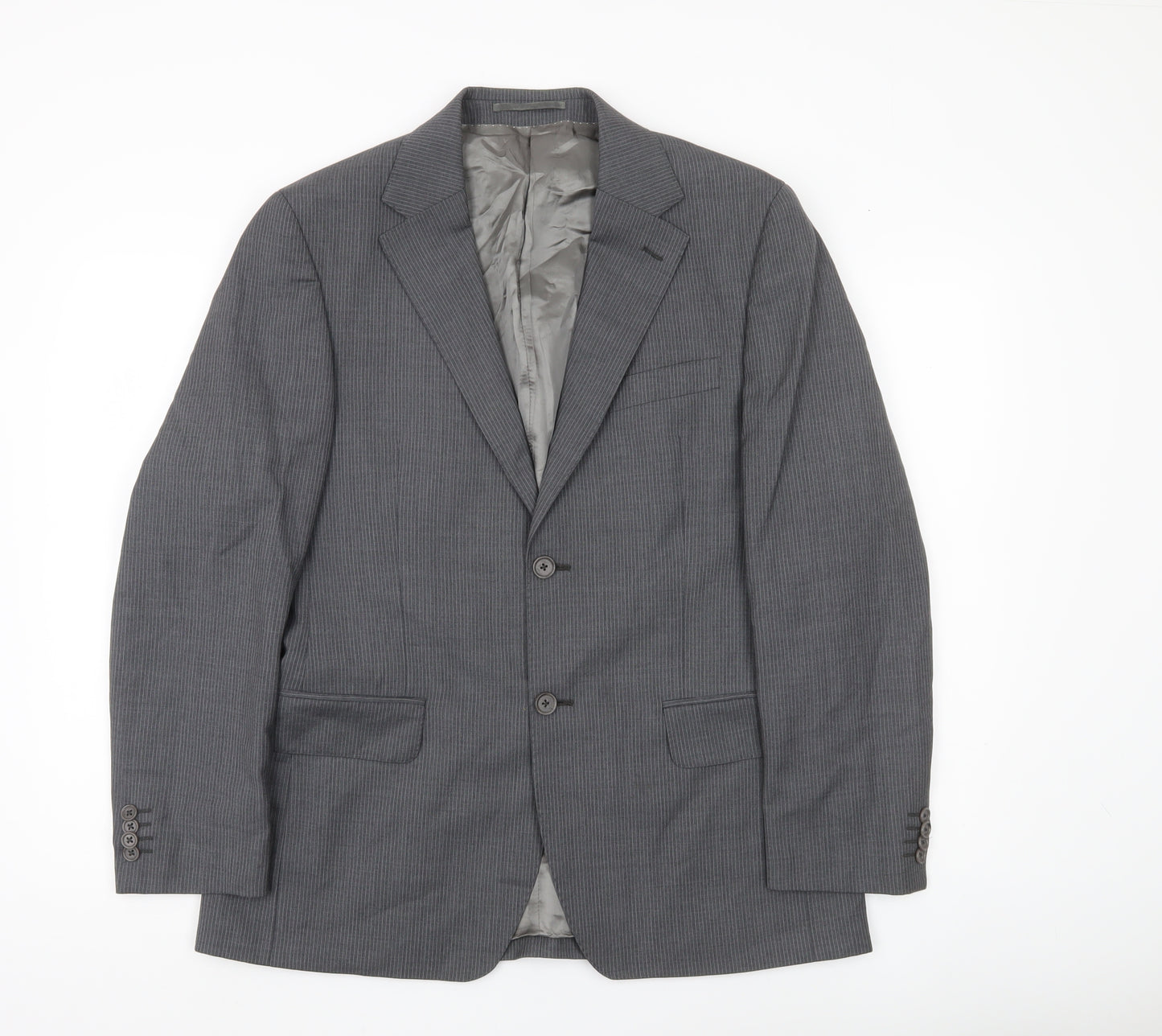 Rochas Paris Men's Grey Wool Pinstripe Blazer Jacket Size 48