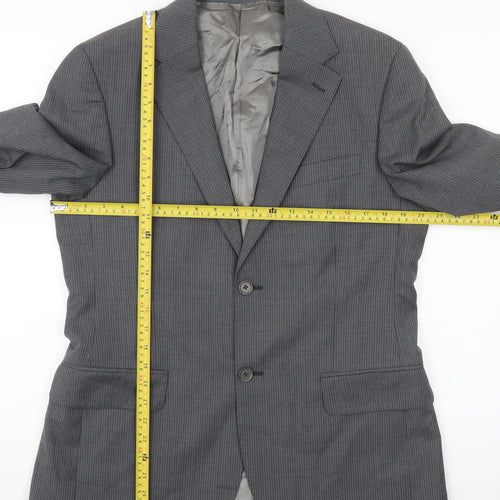 Rochas Paris Men's Grey Wool Pinstripe Blazer Jacket Size 48