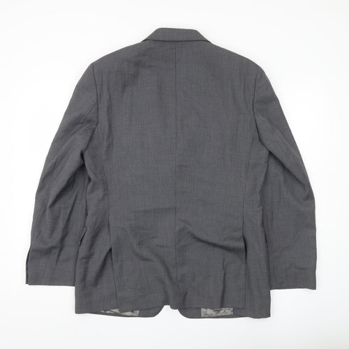 Rochas Paris Men's Grey Wool Pinstripe Blazer Jacket Size 48
