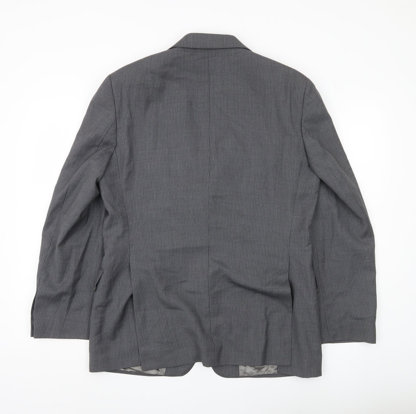 Rochas Paris Men's Grey Wool Pinstripe Blazer Jacket Size 48