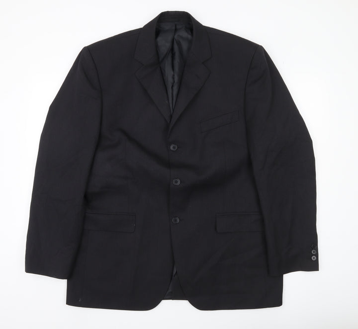 Burton Mens Black 42R Suit Jacket Notch Lapel Single-Breasted