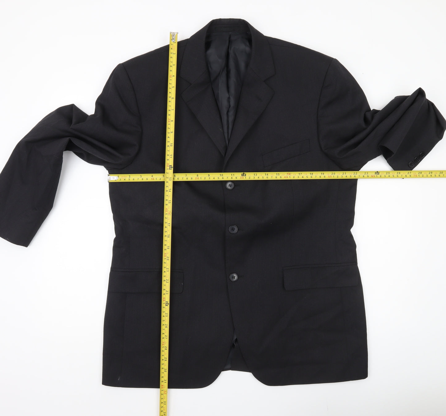 Burton Mens Black 42R Suit Jacket Notch Lapel Single-Breasted