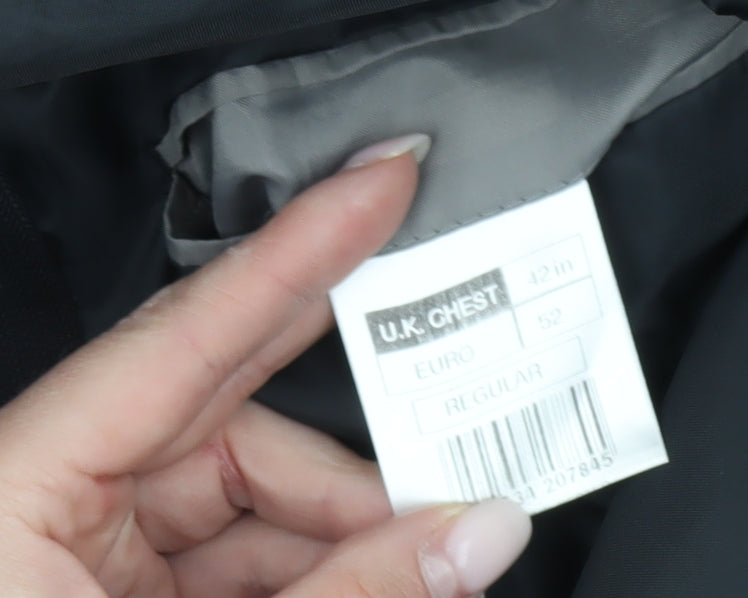 Burton Mens Black 42R Suit Jacket Notch Lapel Single-Breasted