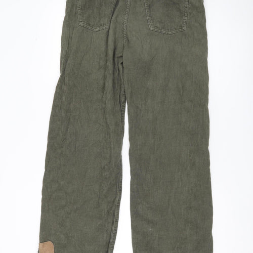 Minga London Women’s Green Corduroy Patchwork Straight Trousers Size 12