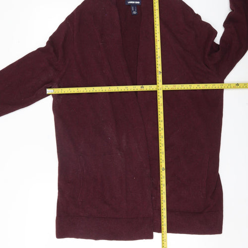 Lands' End Womens Red Cotton Long Sleeve Open Cardigan L