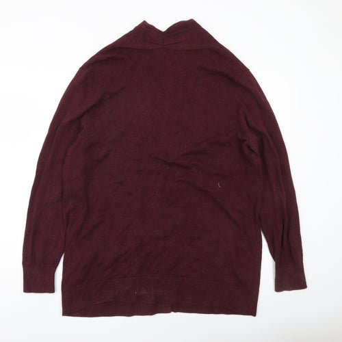 Lands' End Womens Red Cotton Long Sleeve Open Cardigan L
