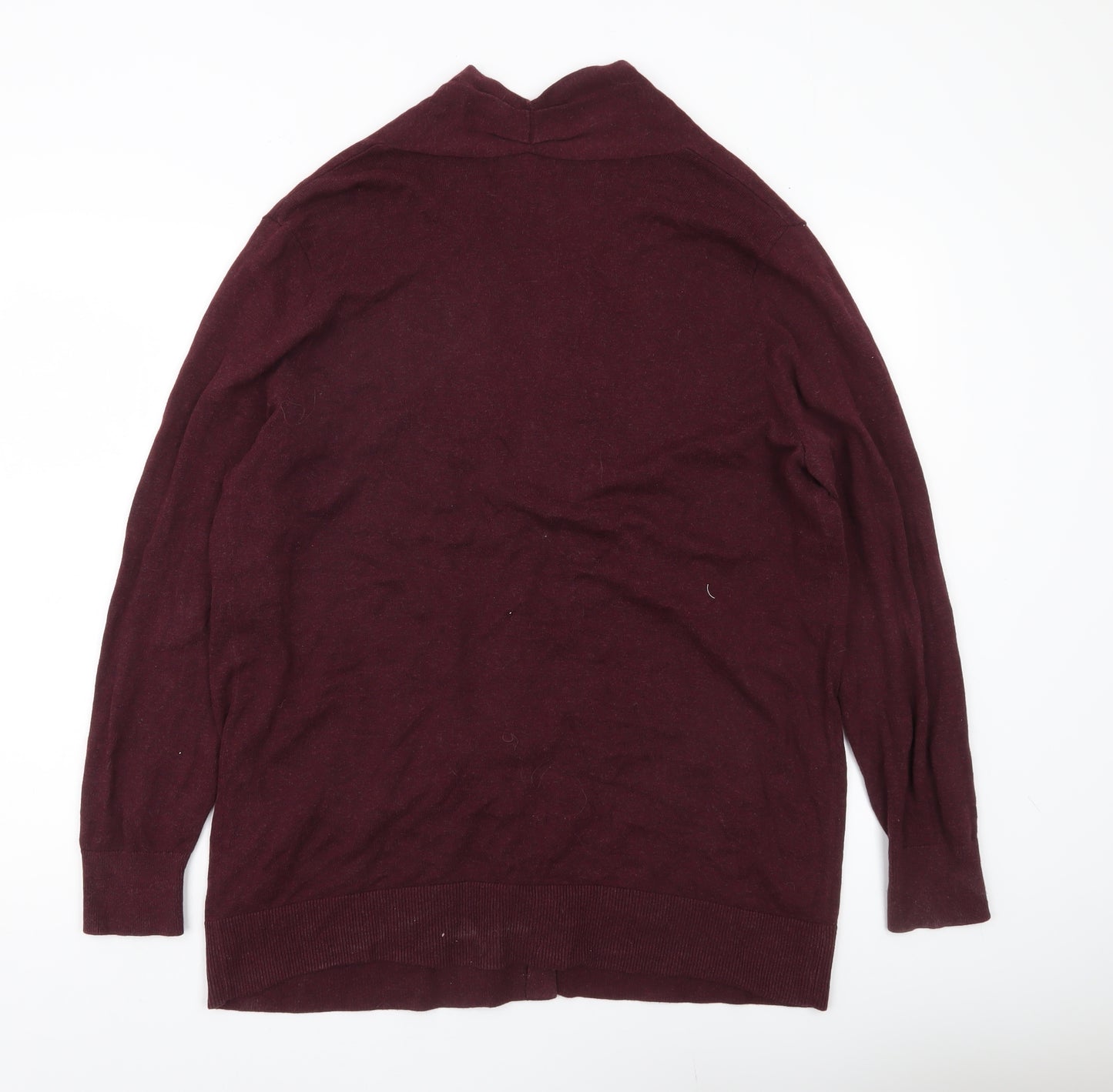 Lands' End Womens Red Cotton Long Sleeve Open Cardigan L