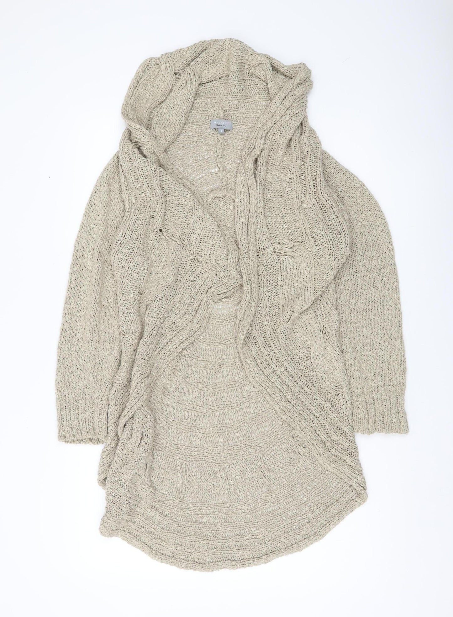 Marks and Spencer Per Una Women Beige Knit Hooded Cardigan Size S