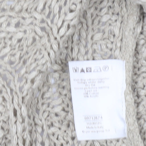 Marks and Spencer Per Una Women Beige Knit Hooded Cardigan Size S