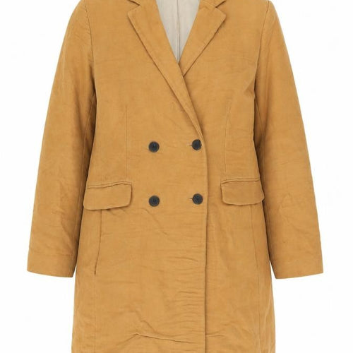 Mango Womens Brown Cotton Long Overcoat Size 12 Lined Workwear