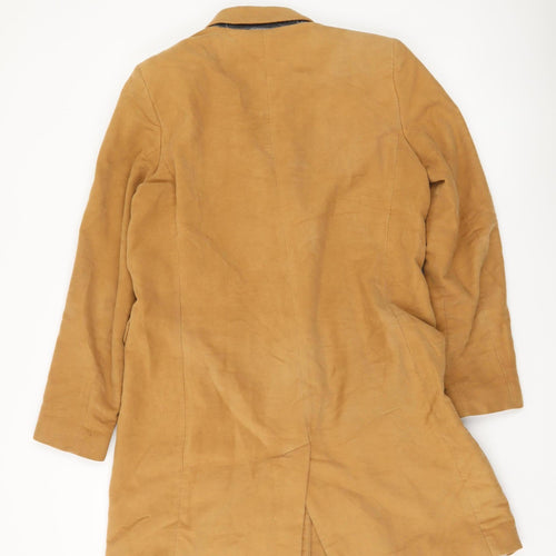 Mango Womens Brown Cotton Long Overcoat Size 12 Lined Workwear