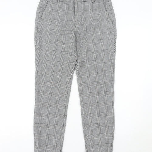 Zara Women Grey Check Slim Fit Tailored Trousers Size 6