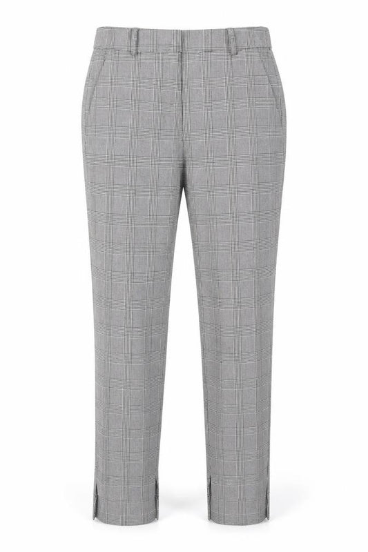 Front view of Zara Women Grey Check Slim Fit Tailored Trousers, size 6