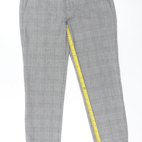 Zara Women Grey Check Slim Fit Tailored Trousers Size 6