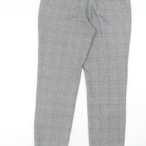 Zara Women Grey Check Slim Fit Tailored Trousers Size 6