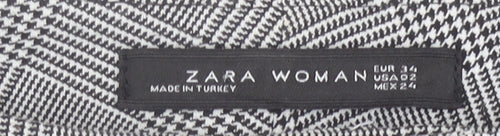 Zara Women Grey Check Slim Fit Tailored Trousers Size 6
