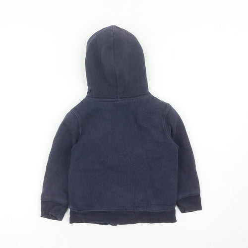 GAP Boys Blue Full Zip Hoodie 3-4 Years Logo Fleece Lined