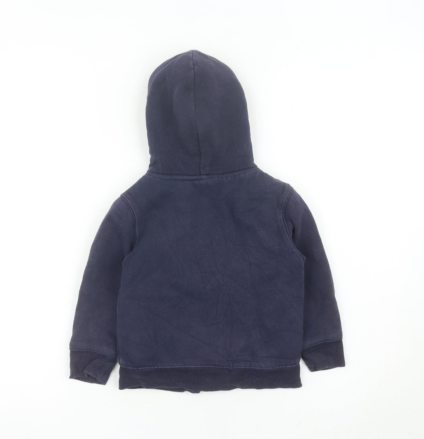 GAP Boys Blue Full Zip Hoodie 3-4 Years Logo Fleece Lined