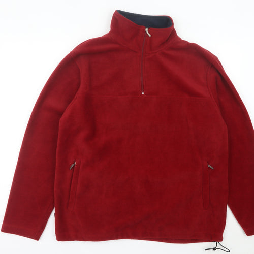 TNX Men’s Red Fleece Sweatshirt Pullover L High Neck Outdoor