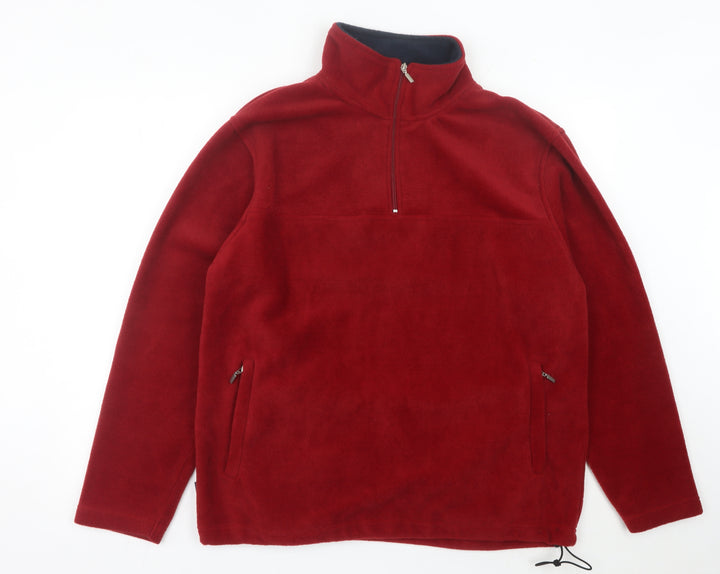 TNX Men’s Red Fleece Sweatshirt Pullover L High Neck Outdoor