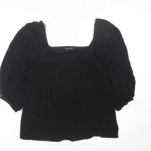 Whistles Women’s Black Square Neck Puff Sleeve Blouse UK 10