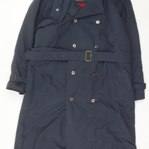 Debenhams Unisex Blue Trench Coat M Long Belted Lined Classic