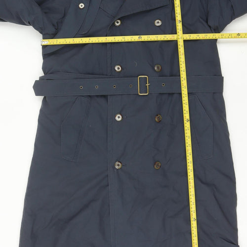 Debenhams Unisex Blue Trench Coat M Long Belted Lined Classic