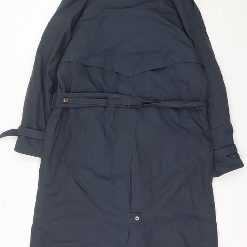 Debenhams Unisex Blue Trench Coat M Long Belted Lined Classic