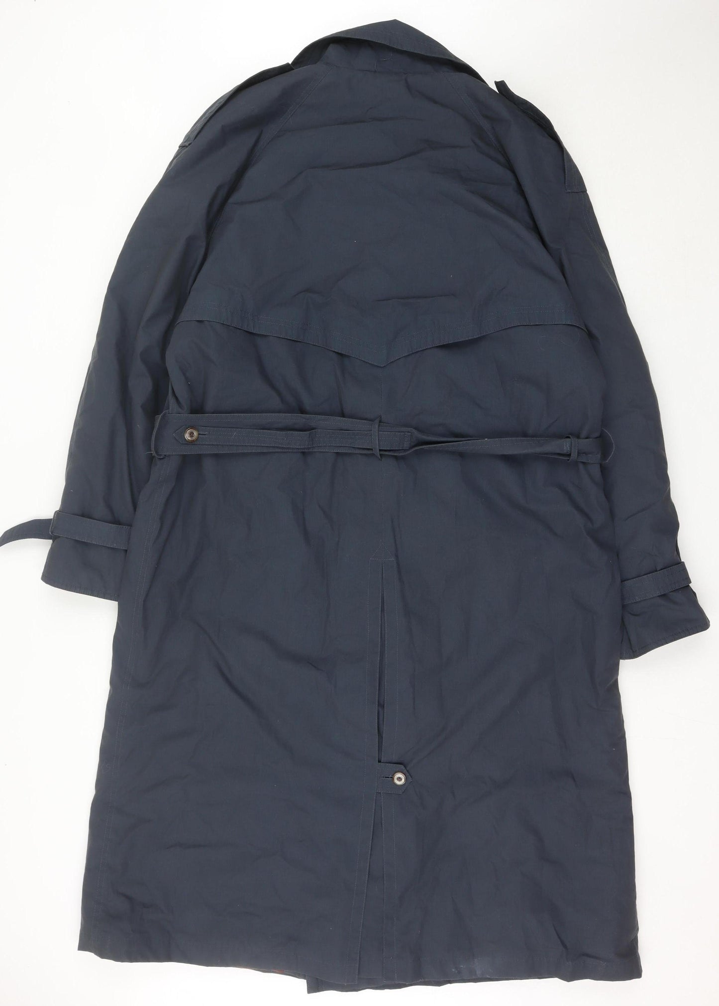 Debenhams Unisex Blue Trench Coat M Long Belted Lined Classic