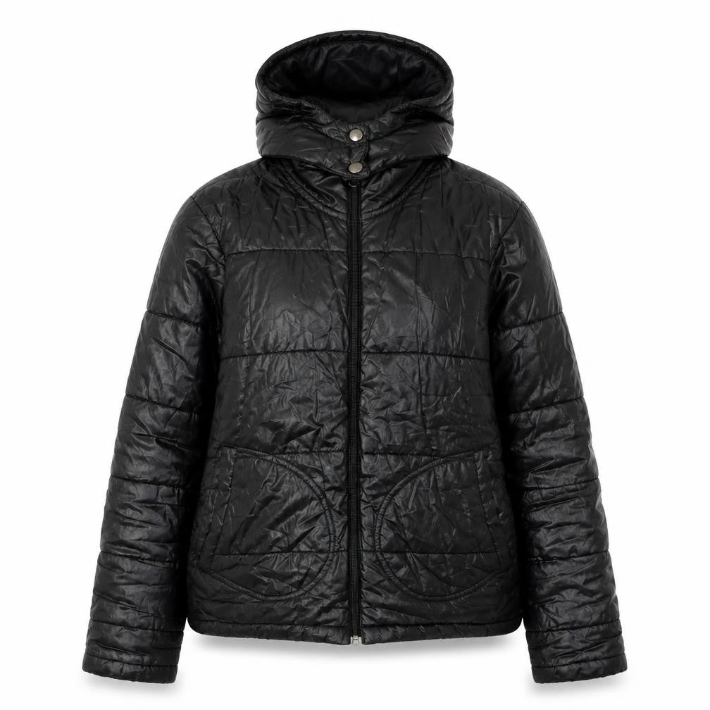 Lee Women’s Black Puffer Jacket Size S Hooded Quilted Outerwear