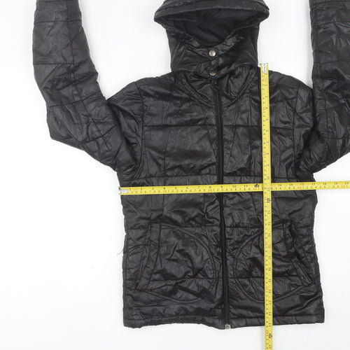 Lee Women’s Black Puffer Jacket Size S Hooded Quilted Outerwear