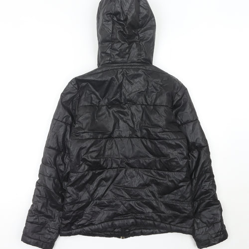 Lee Women’s Black Puffer Jacket Size S Hooded Quilted Outerwear