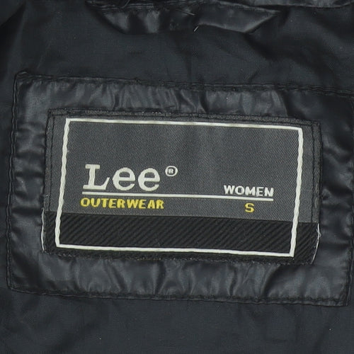 Lee Women’s Black Puffer Jacket Size S Hooded Quilted Outerwear