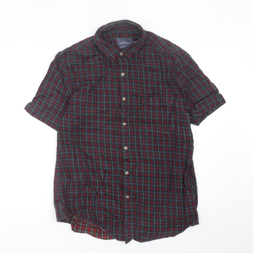 Topman Men's Multicoloured Check Button-Up Shirt L Classic