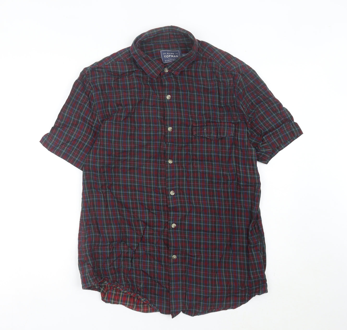 Topman Men's Multicoloured Check Button-Up Shirt L Classic