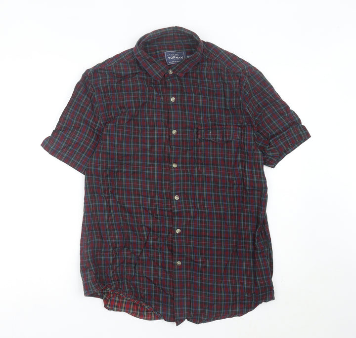Topman Men's Multicoloured Check Button-Up Shirt L Classic