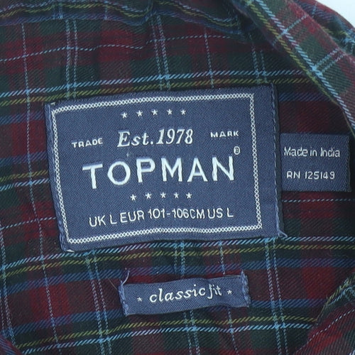 Topman Men's Multicoloured Check Button-Up Shirt L Classic