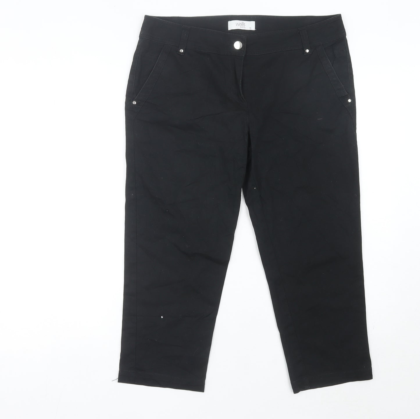 Wallis Petite Womens Black Cropped Jeans Size 14 Stretch Cotton