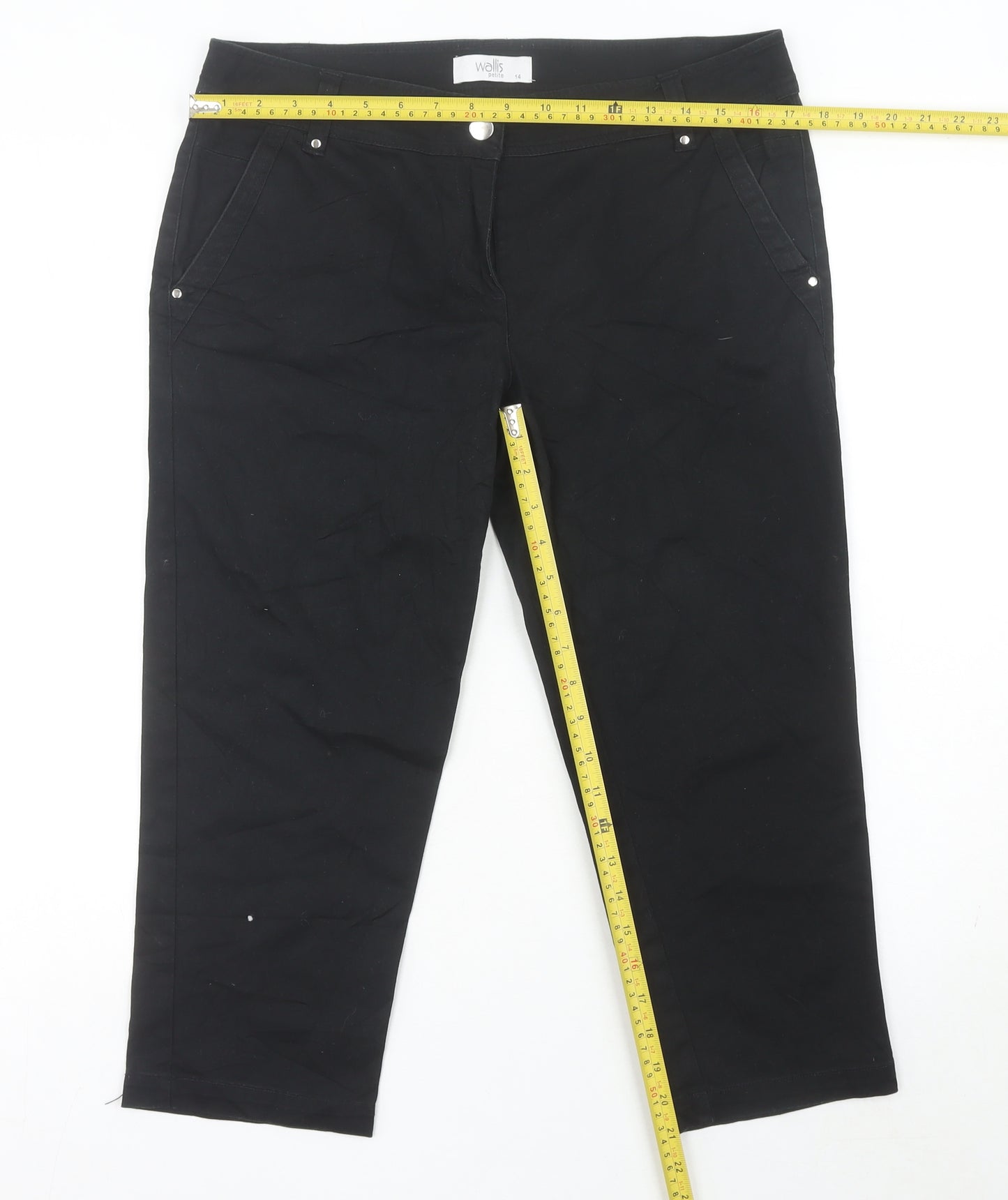 Wallis Petite Womens Black Cropped Jeans Size 14 Stretch Cotton