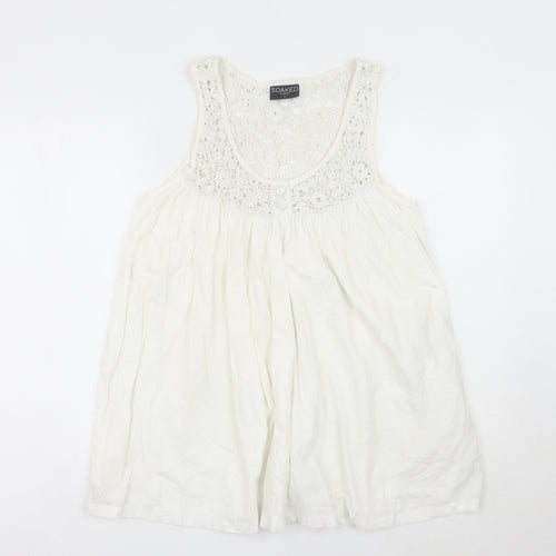 Soaked in Luxury Womens White Tank Top Camisole M Crochet Detail