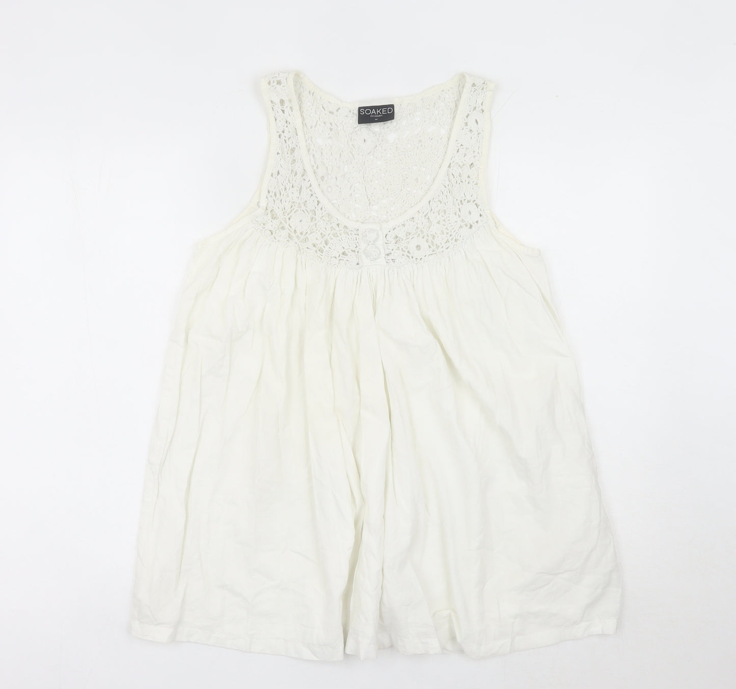 Soaked in Luxury Womens White Tank Top Camisole M Crochet Detail