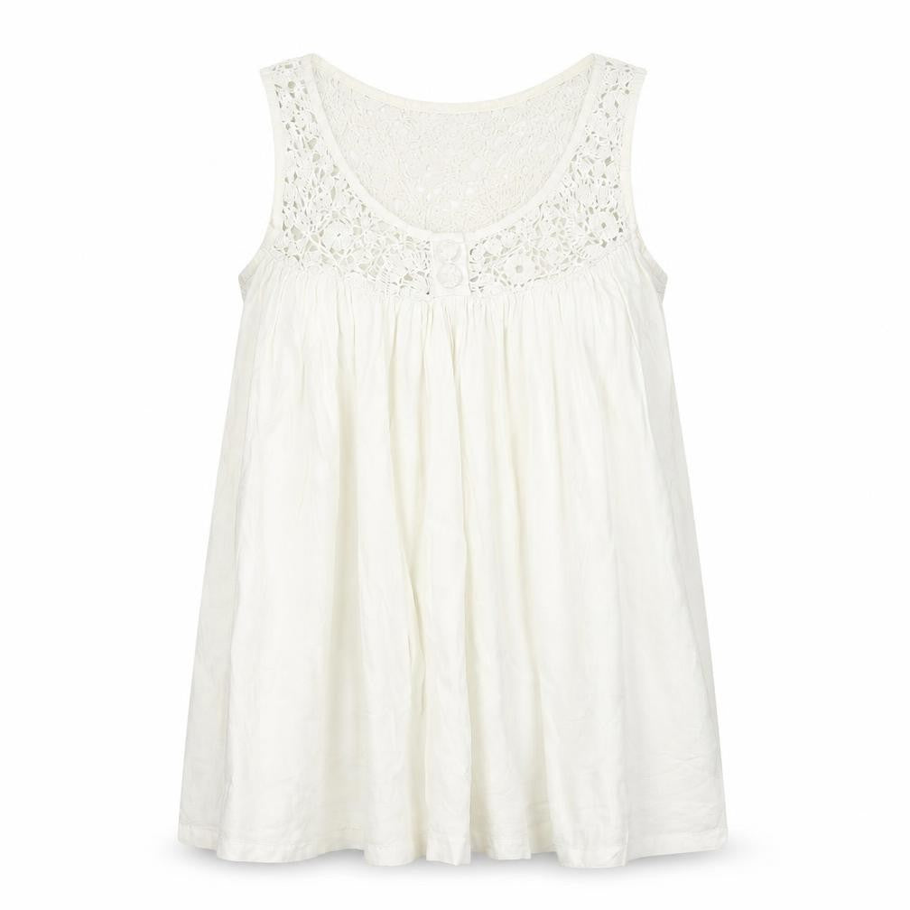 Soaked in Luxury Womens White Tank Top Camisole M Crochet Detail