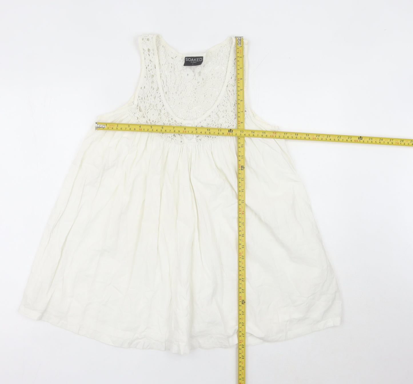 Soaked in Luxury Womens White Tank Top Camisole M Crochet Detail