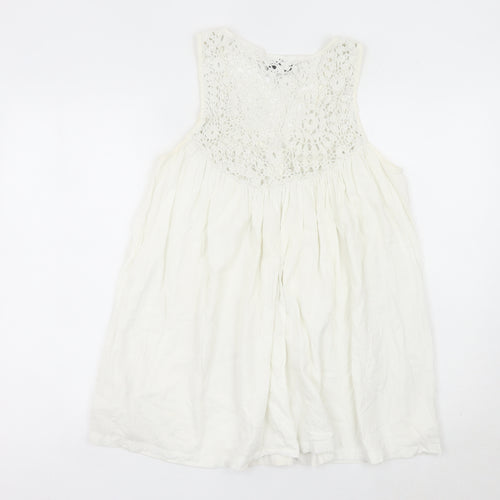 Soaked in Luxury Womens White Tank Top Camisole M Crochet Detail