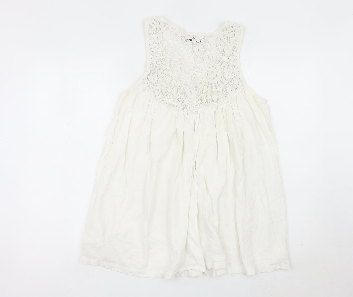 Soaked in Luxury Womens White Tank Top Camisole M Crochet Detail