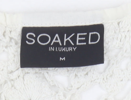 Soaked in Luxury Womens White Tank Top Camisole M Crochet Detail