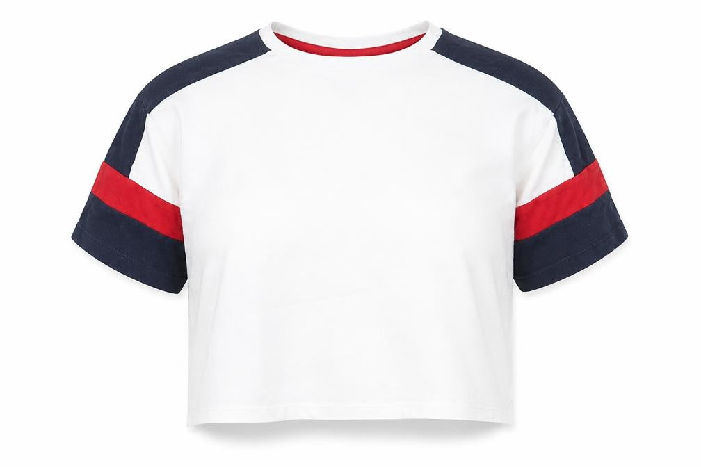 H&M Divided Women White Colourblock Cropped T-Shirt Size S