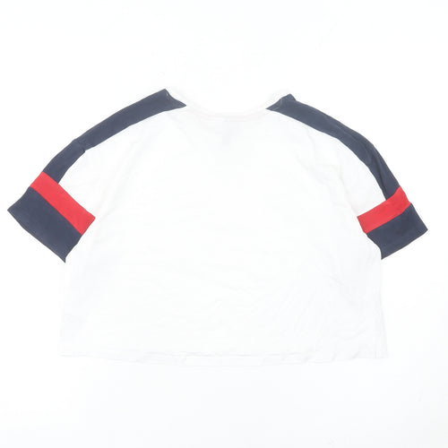 H&M Divided Women White Colourblock Cropped T-Shirt Size S