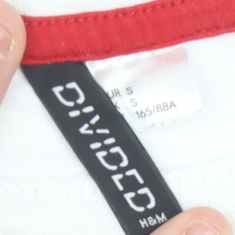 H&M Divided Women White Colourblock Cropped T-Shirt Size S